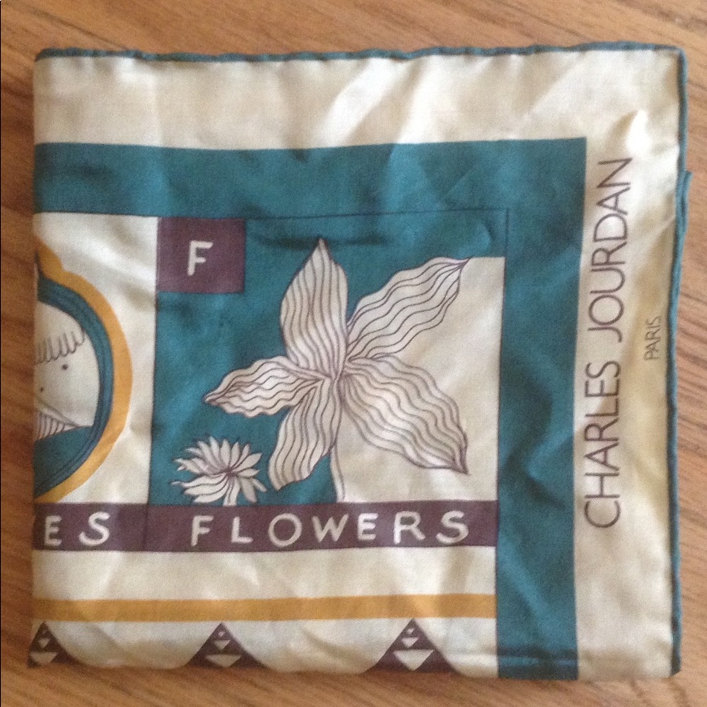Charles Jourdan Vintage Printed Silk Scarf